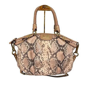 Coach Madison Tan Brown Leather Snakeskin Embossed Python Sophia Satchel Bag